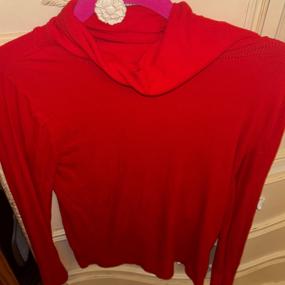 LOFT red ribbed turtleneck worn 1x!